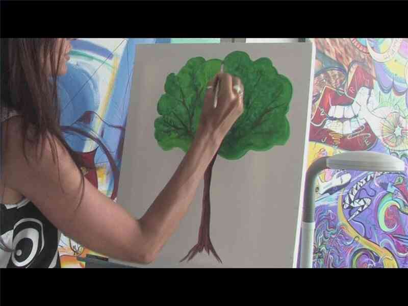 Как рисовать деревья акрилом